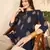Women navy blue cotton blend floral printed regular top