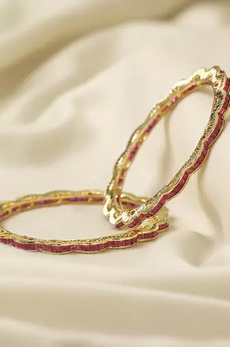 Floral pink stone 2 bangles size 2'5