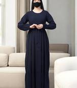 Navy-blue four tiered abaya with frills