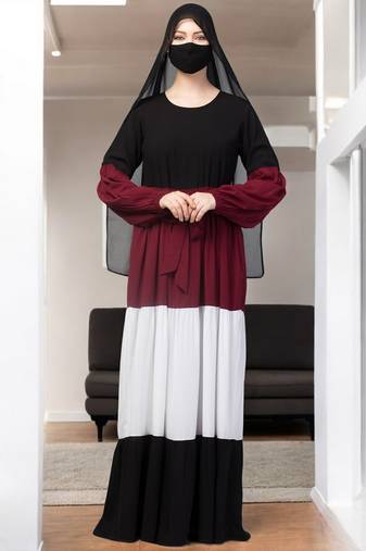 Multicolor multi colored and multi-tiered abaya dress