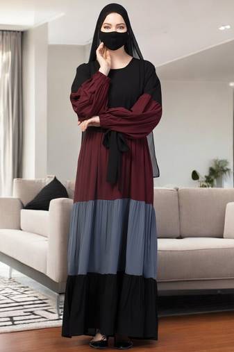 Multicolor multi colored and multi-tiered abaya dress