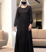 Black multi layered- maxi dress with elasticated sleeves