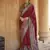 maroon poly viscose silk blend woven butti printed saree