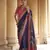 navy blue poly viscose silk blend woven butti printed saree