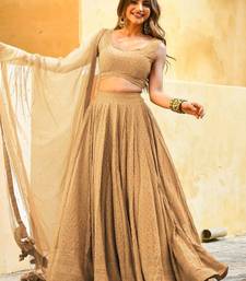 fabulous beige embroidered georgette reception wear indian wedding lehenga dress