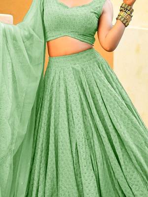mint-green sequins embroidered georgette designer indian wedding lehenga dress 3