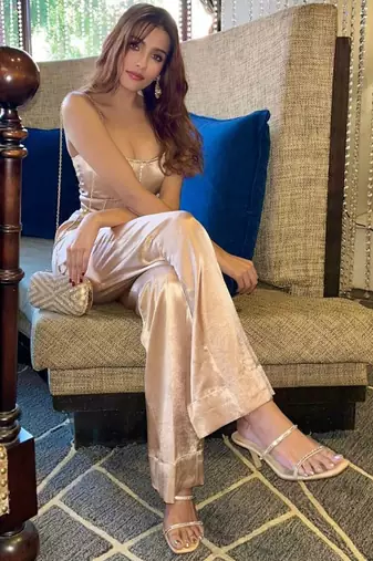 Beige  solid silk blend beige silk co-ord set