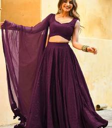 wine sequins embroidered georgette designer indian wedding lehenga dress