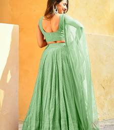 mint-green sequins embroidered georgette designer indian wedding lehenga dress