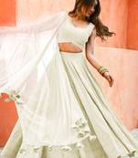 fabulous white sequins embroidered georgette reception wear indian wedding lehenga dress