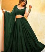 green sequins embroidered georgette engagement wear bridesmaid indian wedding lehenga