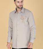 Grey hand embroidered Long sleeve shirt for men