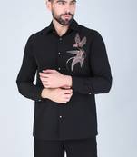 Black hand embroidered Long sleeve shirt for men