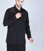 Black hand embroidered Long sleeve shirt for men