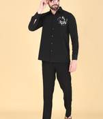 Black hand embroidered Long sleeve shirt for men