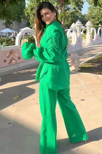 Green self design pure cotton green co-ord set