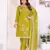 Mustard hand work chanderi cotton unstitched salwar kameez set