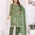 green hand work chanderi cotton unstitched salwar kameez set