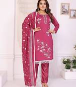 Original hand work chanderi cotton unstitched salwar kameez set (yamuna-pink)