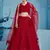 red colored sequins and thread embroidered georgette lehenga dress