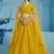 Mustard yellow sequins & thread embroidered georgette reception wear indian wedding bridal lehenga choli dress