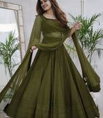 fabulous Mahendi Green sequins and thread embroidered georgette reception indian wedding mahendi lehenga choli dress