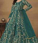 Multicolor heavy embroidered wear semi-stitched salwar suit