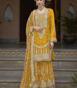 Multicolor heavy embroidered wear semi-stitched salwar suit