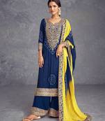 Multicolor heavy embroidered wear semi-stitched salwar suit