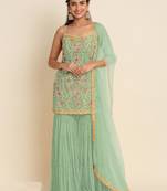 Multicolor heavy embroidered wear semi-stitched salwar suit