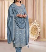 Multicolor heavy embroidered wear semi-stitched salwar suit