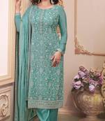 Multicolor heavy embroidered wear semi-stitched salwar suit