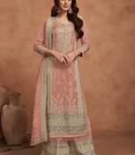 Multicolor heavy embroidered wear semi-stitched salwar suit