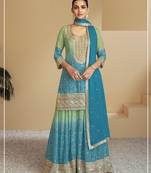 Multicolor heavy embroidered wear semi-stitched salwar suit