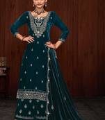 Multicolor heavy embroidered wear semi-stitched salwar suit