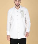 White hand embroidered Long sleeve shirt for men