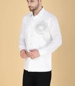 White hand embroidered Long sleeve shirt for men