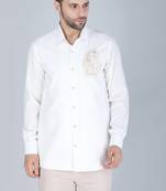 White hand embroidered Long sleeve shirt for men