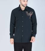 Teal green hand embroidered Long sleeve shirt for men