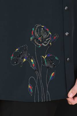 Teal green hand embroidered Long sleeve shirt for men 4