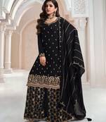 Multicolor heavy embroidered wear semi-stitched salwar suit
