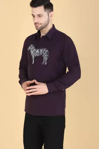 Purple zebra motif Long sleeve shirt for men