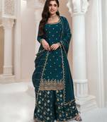 Multicolor heavy embroidered wear semi-stitched salwar suit