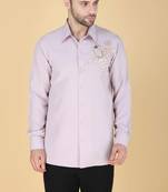 Lavender hand embroidered Long sleeve shirt for men