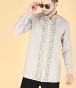Grey hand embroidered Long sleeve shirt for men