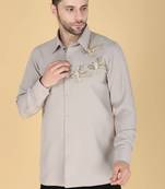 Grey hand embroidered Long sleeve shirt for men