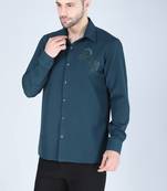 Blue hand embroidered Long sleeve shirt for men