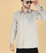 Grey hand embroidered Long sleeve shirt for men