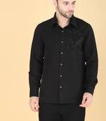 Black hand embroidered Long sleeve shirt for men