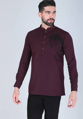Purplish wine horse motif Long sleeve shirt for men 1